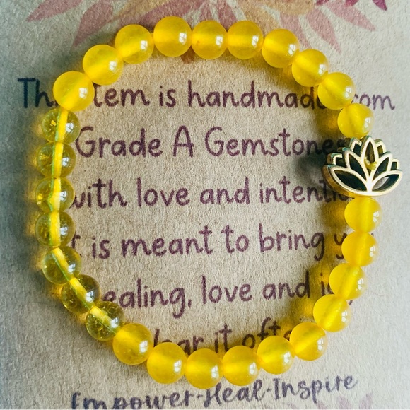 NWT ✨6mm Yellow Agate & Citrine ✨ Happy Vibes Healing Gemstone Bracelet✨Handmade - Picture 4 of 6